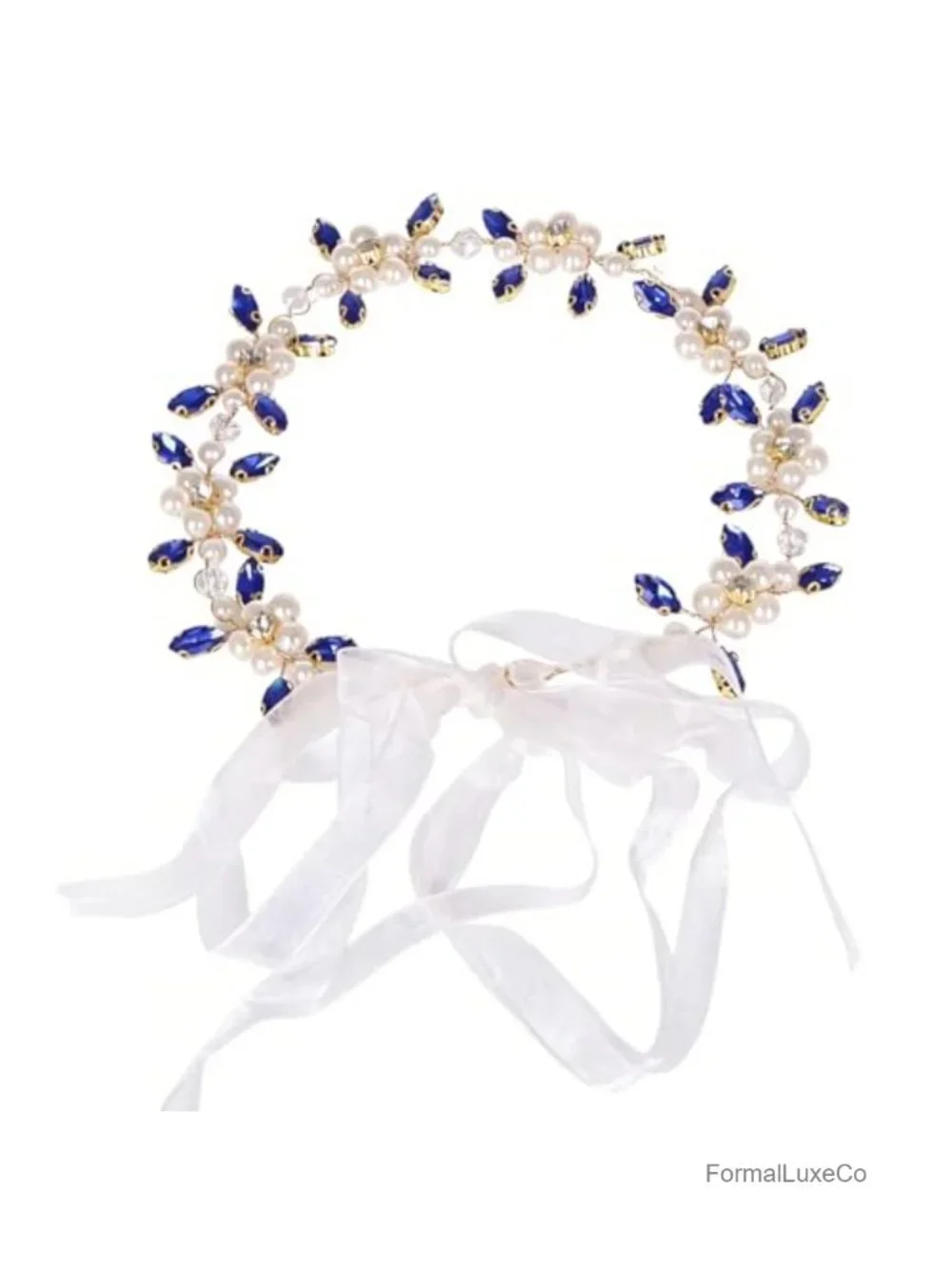 Wedding Crystal Pearl Flower Headband Adjustable Bridal Hair Accessory